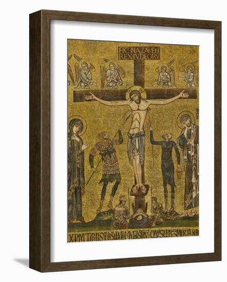 Crucifixion. Central dome. Arch. St. Mark's Basilica, Venice, Italy 10th c.-null-Framed Art Print