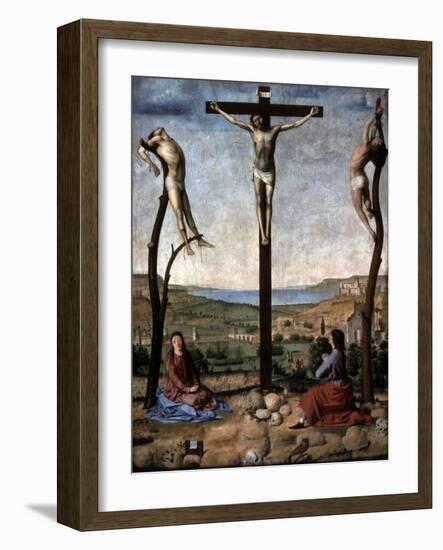 Crucifixion (Christ Between the Two Thieves)-Antonello da Messina-Framed Art Print