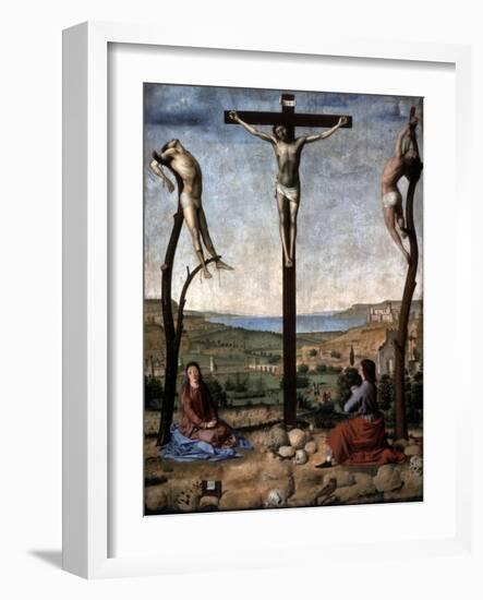 Crucifixion (Christ Between the Two Thieves)-Antonello da Messina-Framed Art Print