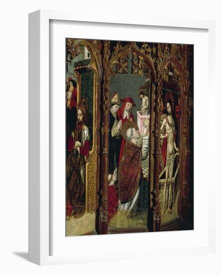 Crucifixion, Madonna Enthroned and Saints, Detail from Right Chapel Altarpiece-null-Framed Giclee Print