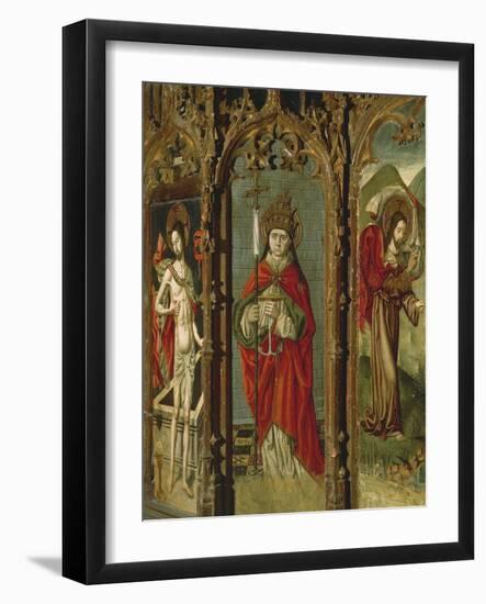 Crucifixion, Madonna Enthroned and Saints, Detail from Right Chapel Altarpiece-null-Framed Giclee Print