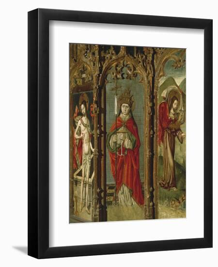 Crucifixion, Madonna Enthroned and Saints, Detail from Right Chapel Altarpiece-null-Framed Premium Giclee Print