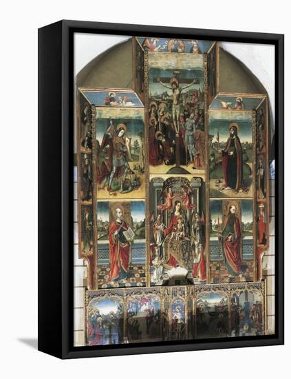 Crucifixion, Madonna Enthroned and Saints, Right Chapel Altarpiece by Master of Castelsardo-null-Framed Stretched Canvas