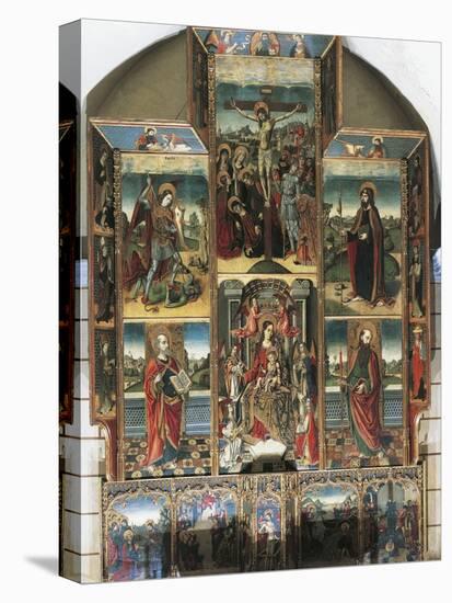 Crucifixion, Madonna Enthroned and Saints, Right Chapel Altarpiece by Master of Castelsardo-null-Stretched Canvas