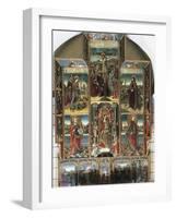 Crucifixion, Madonna Enthroned and Saints, Right Chapel Altarpiece by Master of Castelsardo-null-Framed Giclee Print