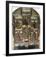 Crucifixion, Madonna Enthroned and Saints, Right Chapel Altarpiece by Master of Castelsardo-null-Framed Giclee Print