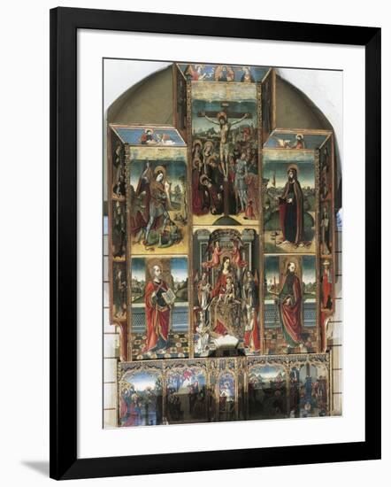 Crucifixion, Madonna Enthroned and Saints, Right Chapel Altarpiece by Master of Castelsardo-null-Framed Giclee Print