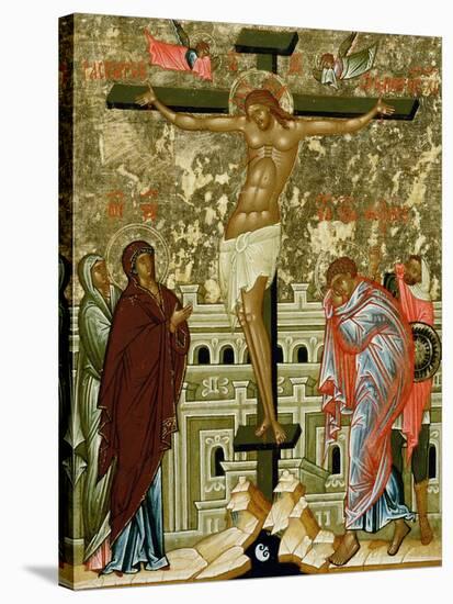 Crucifixion of Our Lord, Russian Icon from the Cathedral of St. Sophia, Novgorod School, 15th Cen-null-Stretched Canvas