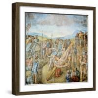 Crucifixion of St. Peter, 1546-50 (Fresco)-Michelangelo Buonarroti-Framed Giclee Print