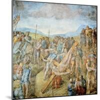 Crucifixion of St. Peter, 1546-50 (Fresco)-Michelangelo Buonarroti-Mounted Giclee Print