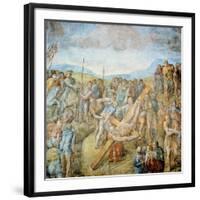 Crucifixion of St. Peter, 1546-50 (Fresco)-Michelangelo Buonarroti-Framed Giclee Print