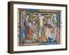 Crucifixion on a green cross, 14th century miniature-English-Framed Giclee Print