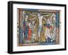 Crucifixion on a green cross, 14th century miniature-English-Framed Giclee Print