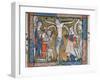 Crucifixion on a green cross, 14th century miniature-English-Framed Giclee Print