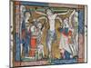 Crucifixion on a green cross, 14th century miniature-English-Mounted Giclee Print