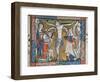 Crucifixion on a green cross, 14th century miniature-English-Framed Giclee Print