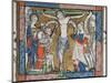 Crucifixion on a green cross, 14th century miniature-English-Mounted Giclee Print