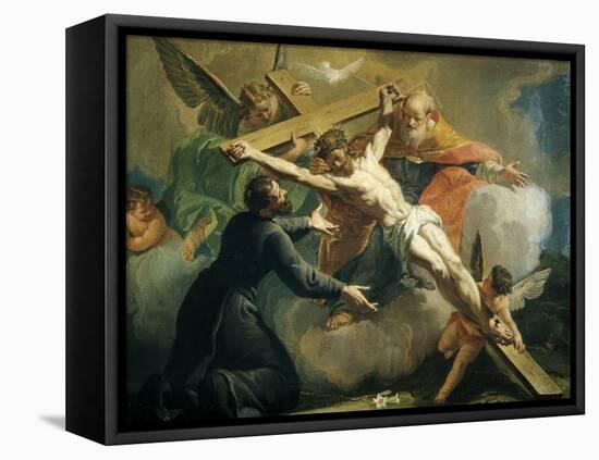 Crucifixion with God the Father and Saint Ignatius of Loyola-Francesco Fontebasso-Framed Stretched Canvas