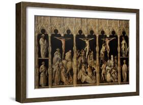 Crucifixion with Saints Coloman, Quirin, Castor and Chrysogonus, Ca. 1440-Gabriel Angler-Framed Giclee Print