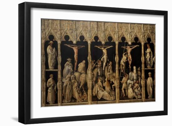 Crucifixion with Saints Coloman, Quirin, Castor and Chrysogonus, Ca. 1440-Gabriel Angler-Framed Giclee Print