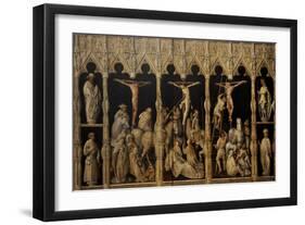 Crucifixion with Saints Coloman, Quirin, Castor and Chrysogonus, Ca. 1440-Gabriel Angler-Framed Giclee Print