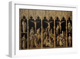 Crucifixion with Saints Coloman, Quirin, Castor and Chrysogonus, Ca. 1440-Gabriel Angler-Framed Giclee Print