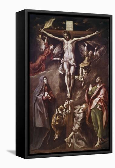 Crucifixion with Virgin, Magdalene, St. John and Angels-El Greco-Framed Stretched Canvas