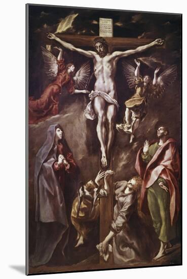 Crucifixion with Virgin, Magdalene, St. John and Angels-El Greco-Mounted Giclee Print