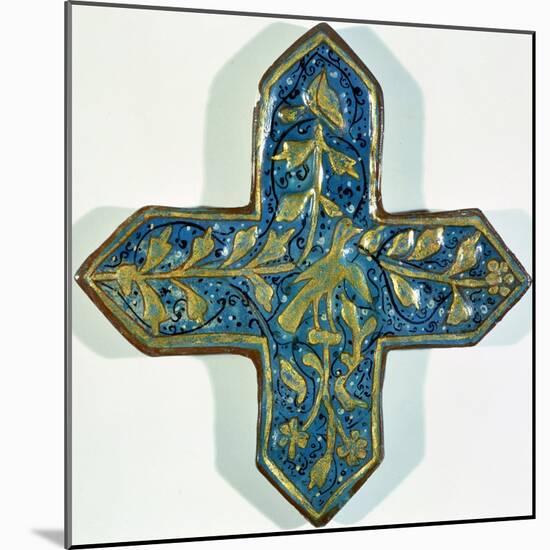 Cruciform Overglaze Leaf-Gilded Tile in the Style of Takht-E Solaiman, 13th-14th Century-null-Mounted Giclee Print