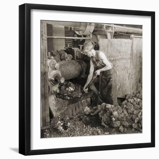 Crude Rubber from Brazil in a Rubber Cracking Machine, Goodyear Tire Factory, Akron, Ohio, 1928-null-Framed Photo