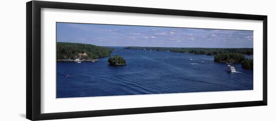 Cruise Boat in a River, St. Lawrence River, Thousand Islands, Ontario, Canada-null-Framed Photographic Print