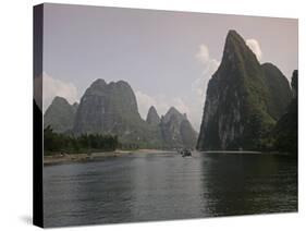 Cruise Boat on Li River Between Guilin and Yangshuo, Guilin, Guangxi Province, China-Angelo Cavalli-Stretched Canvas