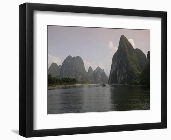 Cruise Boat on Li River Between Guilin and Yangshuo, Guilin, Guangxi Province, China-Angelo Cavalli-Framed Photographic Print