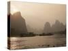 Cruise Boats Between Guilin and Yangshuo at Sunset, Li River, Guilin, Guangxi Province, China, Asia-Angelo Cavalli-Stretched Canvas