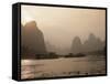 Cruise Boats Between Guilin and Yangshuo at Sunset, Li River, Guilin, Guangxi Province, China, Asia-Angelo Cavalli-Framed Stretched Canvas