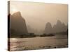 Cruise Boats Between Guilin and Yangshuo at Sunset, Li River, Guilin, Guangxi Province, China, Asia-Angelo Cavalli-Stretched Canvas