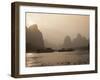 Cruise Boats Between Guilin and Yangshuo at Sunset, Li River, Guilin, Guangxi Province, China, Asia-Angelo Cavalli-Framed Photographic Print