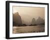Cruise Boats Between Guilin and Yangshuo at Sunset, Li River, Guilin, Guangxi Province, China, Asia-Angelo Cavalli-Framed Photographic Print
