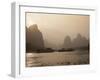 Cruise Boats Between Guilin and Yangshuo at Sunset, Li River, Guilin, Guangxi Province, China, Asia-Angelo Cavalli-Framed Photographic Print