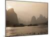 Cruise Boats Between Guilin and Yangshuo at Sunset, Li River, Guilin, Guangxi Province, China, Asia-Angelo Cavalli-Mounted Photographic Print