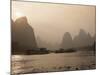 Cruise Boats Between Guilin and Yangshuo at Sunset, Li River, Guilin, Guangxi Province, China, Asia-Angelo Cavalli-Mounted Photographic Print