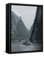 Cruise Boats Between Guilin and Yangshuo, Li River, Guangxi Province, China-Angelo Cavalli-Framed Stretched Canvas