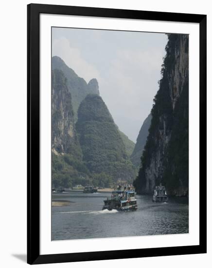 Cruise Boats Between Guilin and Yangshuo, Li River, Guangxi Province, China-Angelo Cavalli-Framed Photographic Print