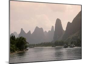 Cruise Boats on Li River Between Guilin and Yangshuo, Guilin, Guangxi Province, China-Angelo Cavalli-Mounted Photographic Print