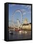 Cruise Boats Sail Past County Hall and the London Eye on the South Bank of the River Thames, London-Stuart Forster-Framed Stretched Canvas