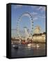 Cruise Boats Sail Past County Hall and the London Eye on the South Bank of the River Thames, London-Stuart Forster-Framed Stretched Canvas