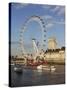 Cruise Boats Sail Past County Hall and the London Eye on the South Bank of the River Thames, London-Stuart Forster-Stretched Canvas