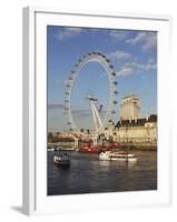 Cruise Boats Sail Past County Hall and the London Eye on the South Bank of the River Thames, London-Stuart Forster-Framed Photographic Print