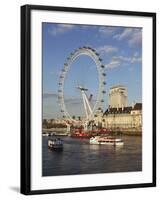 Cruise Boats Sail Past County Hall and the London Eye on the South Bank of the River Thames, London-Stuart Forster-Framed Photographic Print