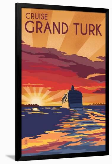 Cruise Grand Turk - Lithography Style-Lantern Press-Framed Art Print